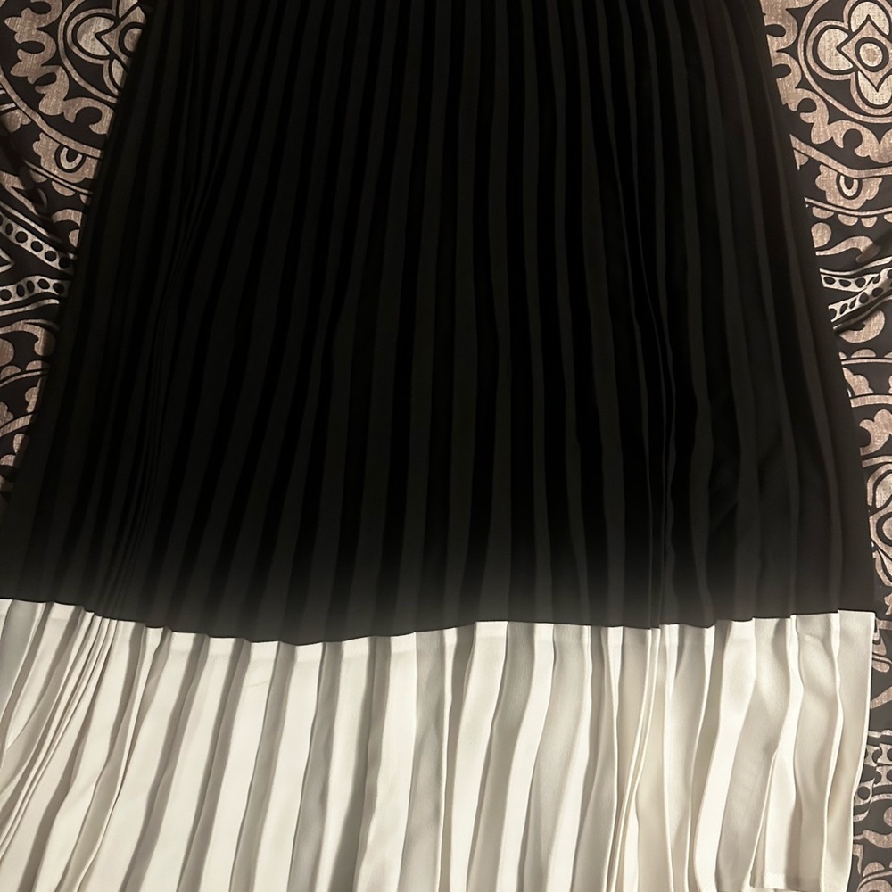 A New Day Black and White Midi A-Line Skirt